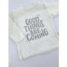 Bonboner Kids Kız Bebek / Çocuk Sweatshirt Badi Pantolon Mevsimlik Kapüşonlu 3' Lü Altın Renk Işleme Detaylı Baskı