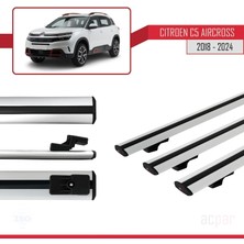 Acpar Citroen C5 Aircross 2018 ve Sonrası ile Uyumlu Basıc Model Universal Ara Atkı Tavan Barı Gri 3 Adet