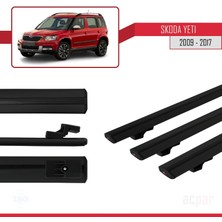 Acpar Skoda Yeti 2009-2017 Arası  ile Uyumlu Basıc Model Universal Ara Atkı Tavan Barı Siyah 3 Adet