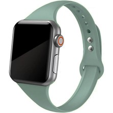 Quse Apple Watch Seri SE/11/10/9/8/7/6/5/4/3 ile Uyumlu 42MM-41MM-40MM-38MM Ince Silikon Kordon Haki