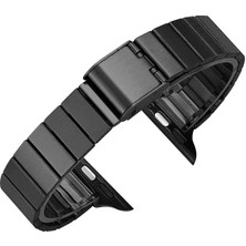 Quse Apple Watch Seri SE/11/10/9/8/7/6/5/4/3 ile Uyumlu 42MM-41MM-40MM-38MM Çelik Bilezik Ince Metal Kordon Siyah