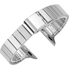 Quse Apple Watch Seri SE/11/10/9/8/7/6/5/4/3 ile Uyumlu 42MM-41MM-40MM-38MM Çelik Bilezik Ince Metal Kordon Gümüş