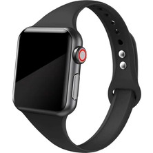 Quse Apple Watch Seri SE/11/10/9/8/7/6/5/4/3 ile Uyumlu 42MM-41MM-40MM-38MM Ince Silikon Kordon Siyah