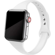 Quse Apple Watch Seri SE/11/10/9/8/7/6/5/4/3 ile Uyumlu 46MM-45MM-44MM Ince Silikon Kordon Beyaz