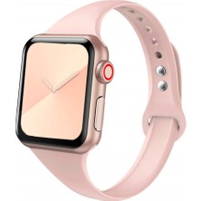 Quse Apple Watch Seri SE/11/10/9/8/7/6/5/4/3 ile Uyumlu 46MM-45MM-44MM Ince Silikon Kordon Kum Pembesi
