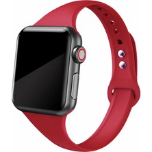 Quse Apple Watch Seri SE/10/9/8/7/6/5/4/3 ile Uyumlu 46MM-45MM-44MM-42MM Ince Silikon Kordon Vişne