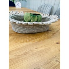 Bdz Deri Hasır, Jüt,Çirtikli  Sepet, Dolap Içi, Düzenleyici, Saklama Sepeti, Ekmek Sepetı,30 x 20 x 16