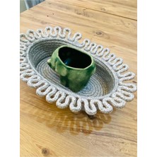 Bdz Deri Hasır, Jüt,Çirtikli  Sepet, Dolap Içi, Düzenleyici, Saklama Sepeti, Ekmek Sepetı,30 x 20 x 16