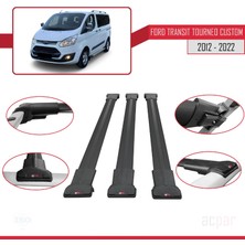 Acpar Ford Transit Tourneo - Custom 2012-2023 Arası ile Uyumlu Fly Model Ara Atkı Tavan Barı Siyah 3 Adet Bar