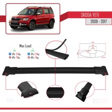 Acpar Skoda Yeti 2009-2017 Arası ile Uyumlu Fly Model Ara Atkı Tavan Barı Siyah