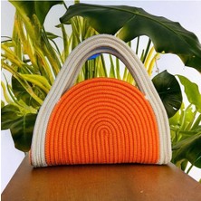 My Doğa Store Rose' Mini  Clutch Çanta jüt Dekoratif Kadın Çantası, Bohem Tarzı Çanta