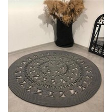 My Doğa Store Jüt Hasır El Örgüsü Halı Kilim Yıkanabilir Çift Taraflı Yuvarlak