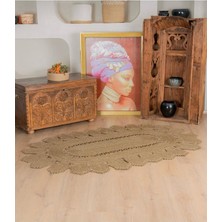 My Doğa Store Hasır Jüt Halı El Örgüsü Halı Kilim Yıkanabilir Çift Taraflı Oval