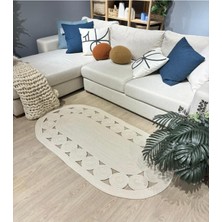 Hasır Jüt Halı El Örgüsü Halı Kilim Yıkanabilir Çift Taraflı Oval