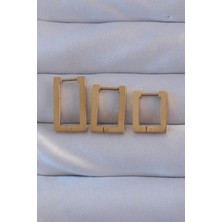 Style Of Carmen 316L Çelik Gold Renk Dikdörtgen Küpe Seti