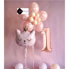 Store 1 Yaş Çiçek Kedi Balon Demeti Doğum Günü Süsü Doğum Günü Parti Seti