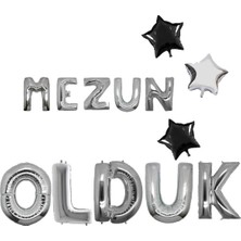 Store Seçeceğiniz Renkte 40 Cm Mezun Olduk Yazılı + Yıldız Folyo Balonlu Mezuniyet Balon Seti