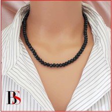BijuStore Siyah Renk Kristal Taş Kadın Kolye