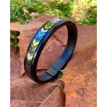 Magicgrange Orjinal Gerçek  Deri Erkek Bileklik Doğaltaş Hematit Orjinal Özel Tasarım