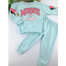 Bonboner Kids Kız Çocuk Eşofman Takımı Pamuklu Minnie Mouse Baskılı Mevsimlik Pembe ve Açık Mavi Renk Seçenekleri