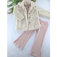Bonboner Kids Kız Çocuk Kürklü Kaban Bady Pantolon Fitilli Kumaş Kalın Üçlü Takım Kışlık Takım Premium Kalite