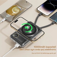 Novatis 22.5W Magsafe Kablosuz Şarjlı Kablolu Dijital Göstergeli Pd Hızlı Şarj 10.000 Mah Mini Powerbank