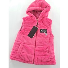 Bonboner Kids Kız Çocuk Yelek Peluş Kapüşonlu Içi Astarlı Pembe ve Pudra Pembe Renk Seçenkleri Cep Detaylı Fermuar