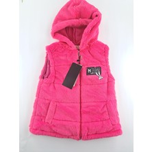 Bonboner Kids Kız Çocuk Yelek Peluş Kapüşonlu Içi Astarlı Pembe ve Pudra Pembe Renk Seçenkleri Cep Detaylı Fermuar