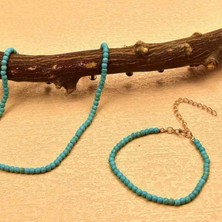 By Song Jewelry Turkuaz Doğaltaş Kolye Bileklik Seti