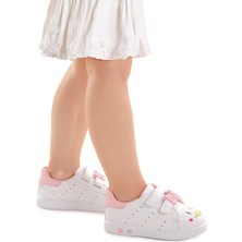 Kiko Kids Bart Cırtlı Işıklı Kız Bebek Spor Ayakkabı Beyaz - Pembe