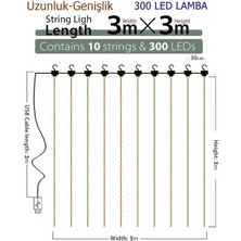 Maygi Store 8 Fonksiyonlu Peri Perde Led Uzaktan Kumandalı Günışığı Perde Peri Led (3 Mt  x  3 Mt)