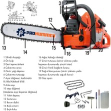 Prohummer PH-T185 Professional Benzinli Ağaç Motor Testere (Orange)