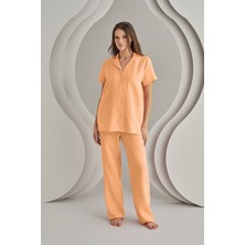 Nbb Şeftali Muslin Önden Düğmeli Pijama Takımı