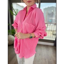 Gokili Butik Gokilibutik Kadın Gold Düğmeli Şık Oversize Piliseli Gömlek