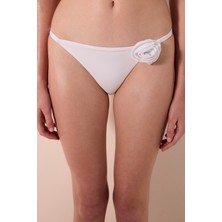 Flower Side Beyaz Bikini Altı