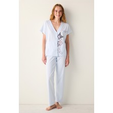 Penti Sanrio Açık Mavi Gömlek Pantolon Pijama Takımı