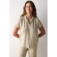 Penti Limon Desenli Açık Yeşil Gömlek Pantolon Pijama Takımı