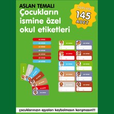 Etiketim Sevimli Aslan Temalı Okul Etiketi