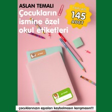 Etiketim Sevimli Aslan Temalı Okul Etiketi