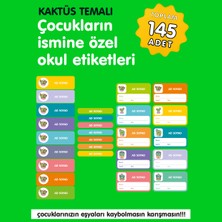 Etiketim Kaktüs Temalı Isme Özel Okul Etiketi