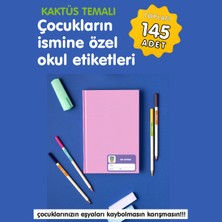 Etiketim Kaktüs Temalı Isme Özel Okul Etiketi