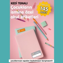 Etiketim Kedi Temalı Isme Özel Okul Etiketi
