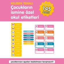 Etiketim Kelebekler Temalı Isme Özel Okul Etiketi