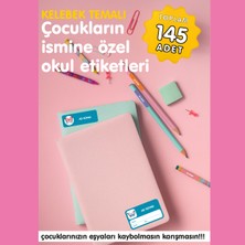 Etiketim Kelebekler Temalı Isme Özel Okul Etiketi