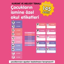 Etiketim Kuromi ve Melodi Temalı Isme Özel Okul Etiketi