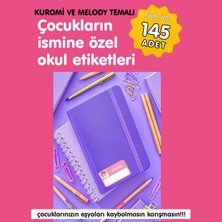 Etiketim Kuromi ve Melodi Temalı Isme Özel Okul Etiketi
