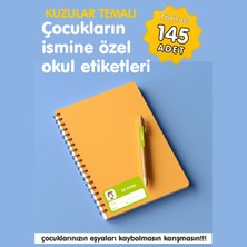 Etiketim Kuzular Temalı Isme Özel Okul Etiketi