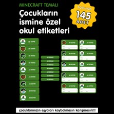 Etiketim Mıne Craft Temalı Isme Özel Okul Etiketi