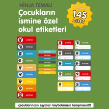 Etiketim Ninja Temalı Isme Özel Okul Etiketi