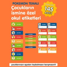 Etiketim Pokemon Temalı Isme Özel Okul Etiketi